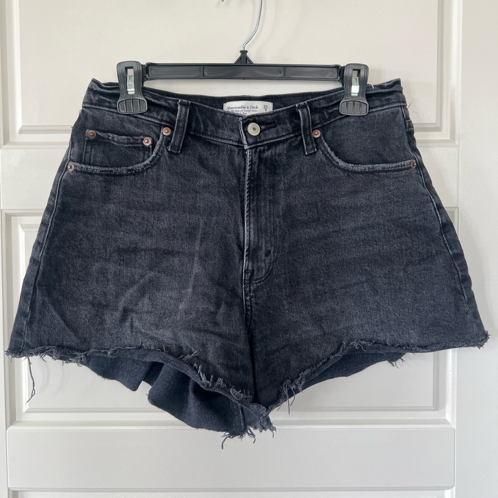 Abercrombie black distressed denim shorts